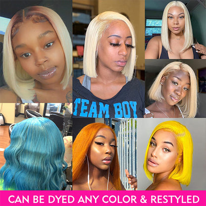 613 Blonde Bob Lace Front Wig 13x4 Straight Short Bob Human Hair Wigs