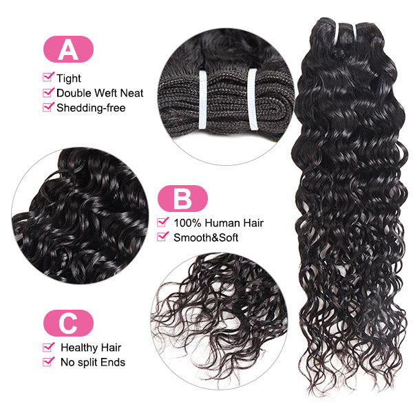 Ishow Water Wave Human Hair 4 Bundles Unprocessed Peruvian Hair