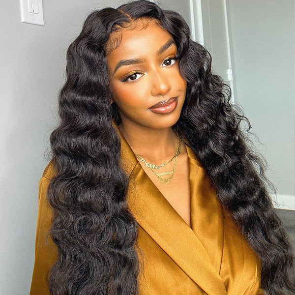 Peruvian Loose Deep Wave 3 Bundles with 4x4 Lace Closure Good Human Hair Bundles with Closure