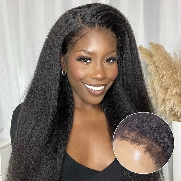 Products 4C Hairline Kinky Straight 13x4 Lace Front Wigs 30 Inch Affordable 4x4 Lace Closure Wigs