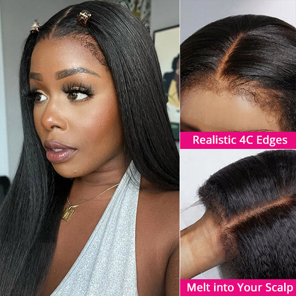 4C Edges Wig Glueless Wig Straight Hair 13x4 Lace Front Wigs 30 Inch 4x4 Lace Wigs