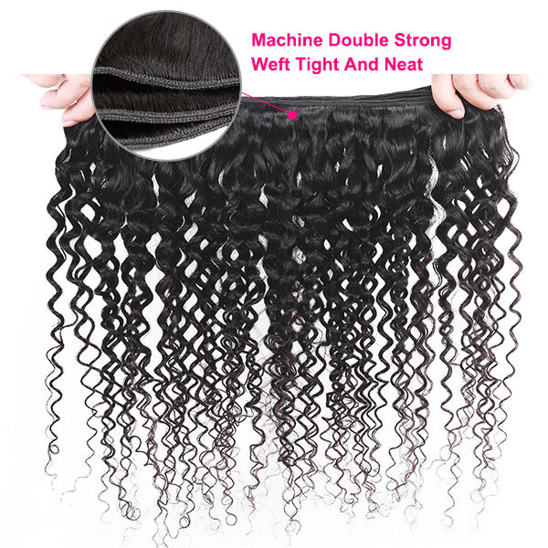 8A Brazilian Curly Human Hair 3 Bundles with 4x4 Lace Closure