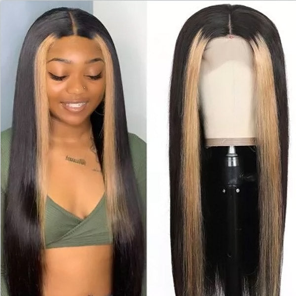 Highlight TL27 Ombre Color Straight Human Hair HD Lace Frontal Wigs