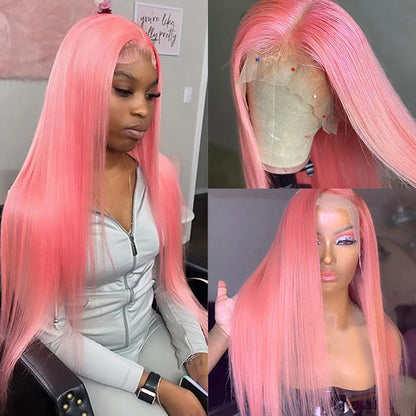 Pink Straight Wigs 13x4 HD Lace Front Wigs 30 Inch Colored Wigs