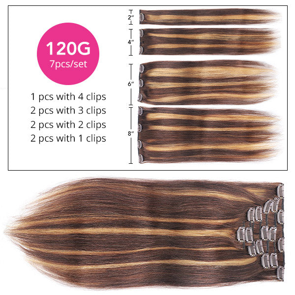 Highlight Honey Blonde Straight Virgin Human Hair Clip Hair Extensions