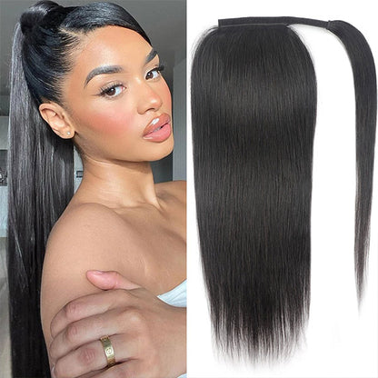 Wrap Around Ponytail Human Virgin Straight Hair