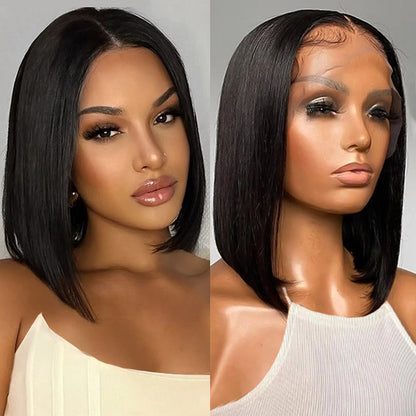 Bob Wig T Part Straight Human Hair Wigs Transparent Short Bob Lace Wigs