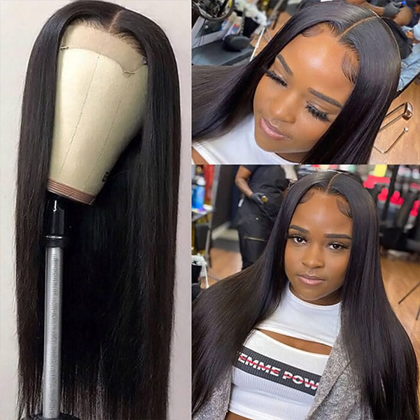 6x6 Straight Hair Lace Front Wig HD Human Hair Glueless Lace Closure Wigs