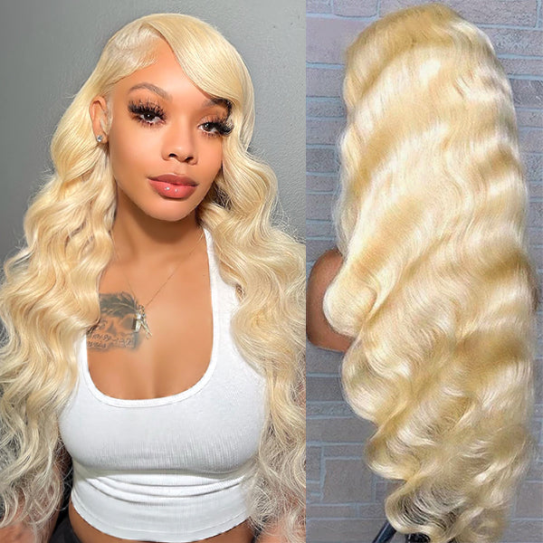 613 HD Lace Wig Blonde Body Wave Wig 4x4 Lace Closure Human Hair Wig