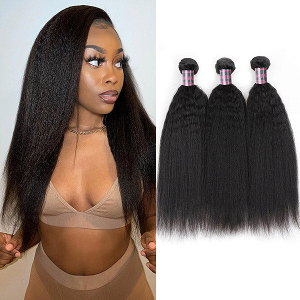 Ishow Hair Indian Yaki Straight Virgin Human Hair Weave 3 Bundles