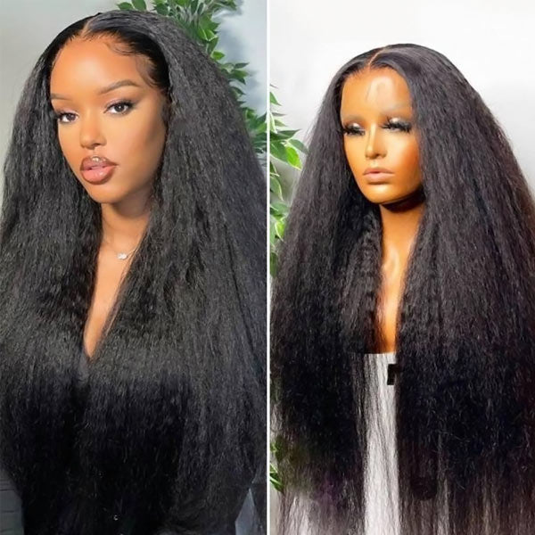 Yaki Hair Lace Wigs 13x4 Lace Front Wigs Kinky Straight Human Hair