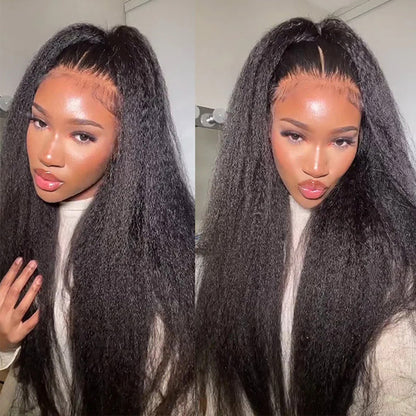 Products 4C Hairline Kinky Straight 13x4 Lace Front Wigs 30 Inch Affordable 4x4 Lace Closure Wigs