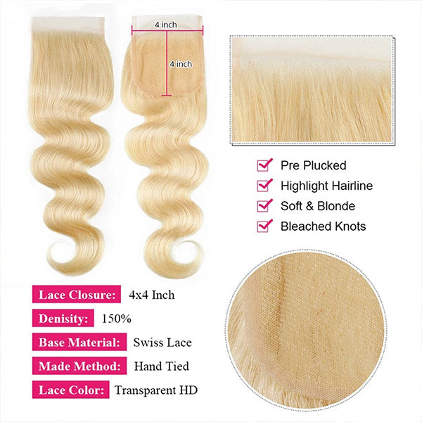 Ginger Blonde Hair Bundles Body Wave Hair with Closure Ombre Human Hair Bundles