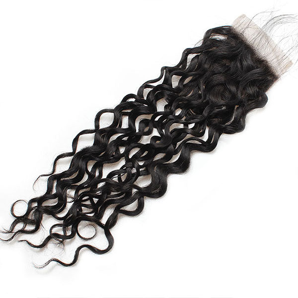 Hairsmarket Brazilian Virgin Hair Water Wave 3 Bundles With Lace Closure