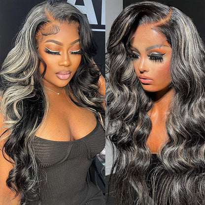 Highlight Grey Body Wave Wig 13x4 HD Lace Frontal Wig 36 Inch 180% Density