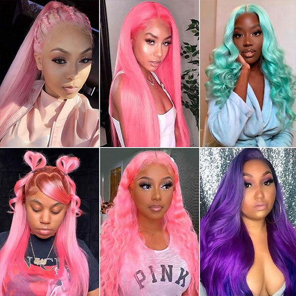 Pink Straight Wigs 13x4 HD Lace Front Wigs 30 Inch Colored Wigs