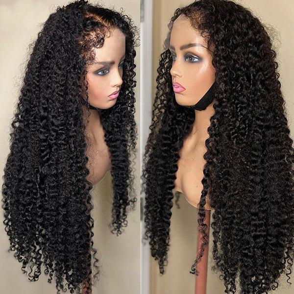 4C Edges Hairline Wig Deep Curly Wave 4x4/13x4 HD Lace Front Wigs Human Hair