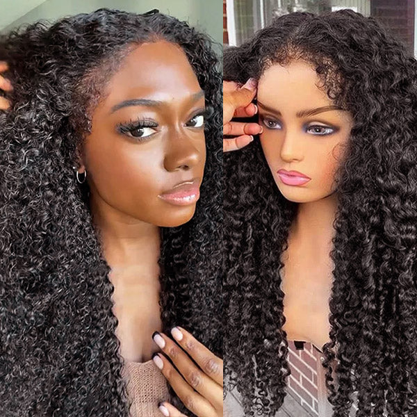 4C Edges Hairline Wig Deep Curly Wave 4x4/13x4 HD Lace Front Wigs Human Hair