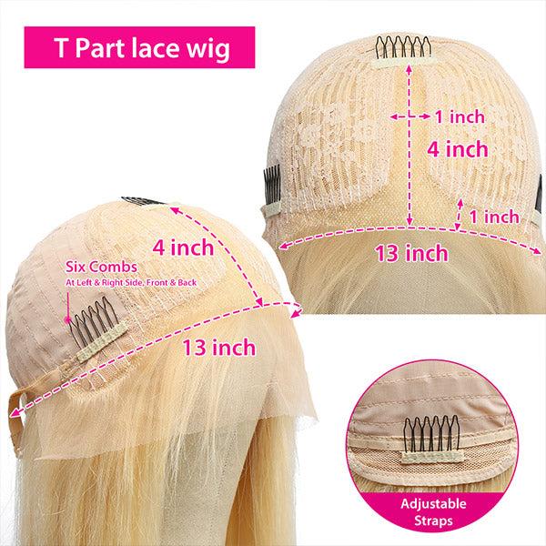 613 Blonde Hair Wig Short Bob Wigs 13x4 T Part Blonde Human Hair Wigs