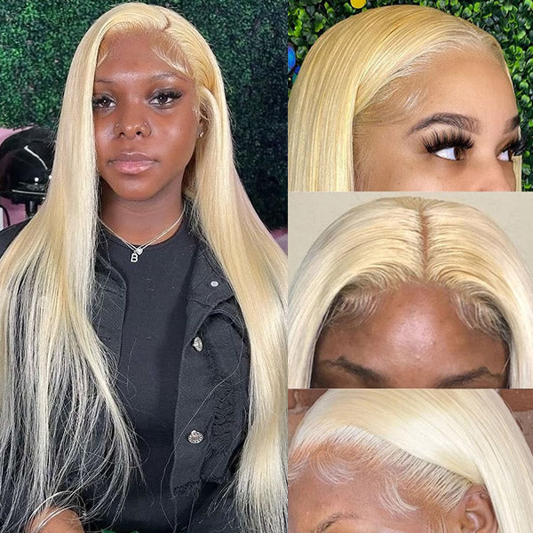 613 T Part Wig Blonde Straight Human Hair Wigs HD 13x4 Lace Front Wigs 30 Inch Blonde Hair