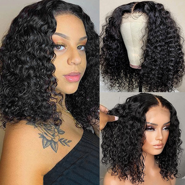 Short Deep Wave Bob Human Hair Wigs 13x4 Deep Wave Bob HD Lace Front Wigs