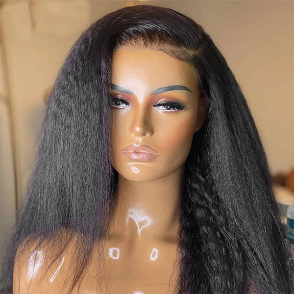 Yaki Hair Lace Wigs 13x4 Lace Front Wigs Kinky Straight Human Hair