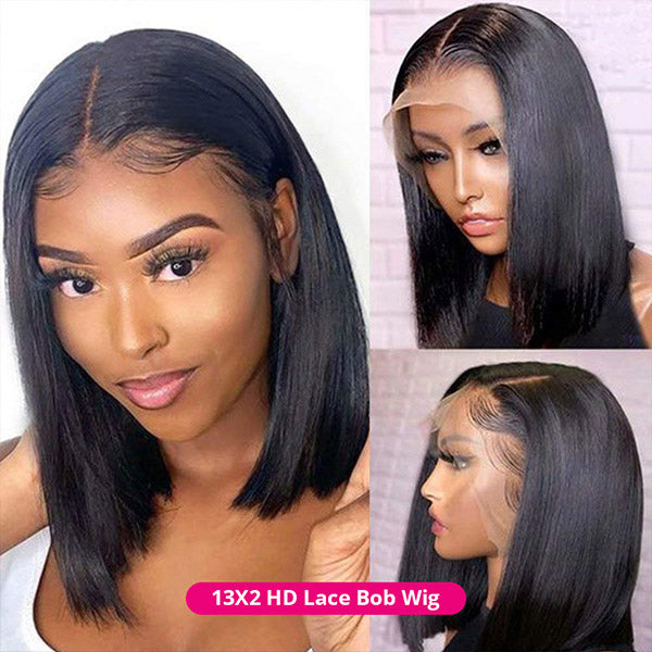 Bob Straight Wig 13x2 Frontal Wig HD Short Human Hair Lace Wigs