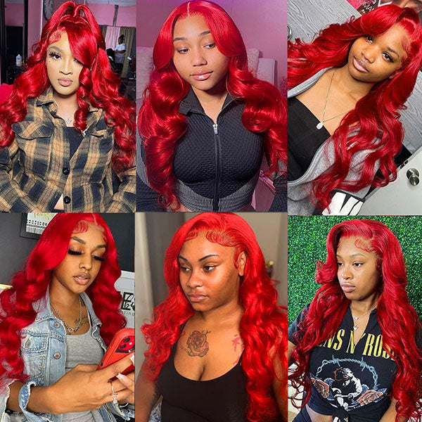 Red Lace Front Wig 13x4 Body Wave Human Hair Wigs Colored Lace Wigs 30 Inch