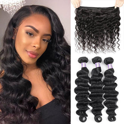 Allove 8A Virgin Peruvian Loose Deep Wave Human Hair 1/3/4 Bundles Deals