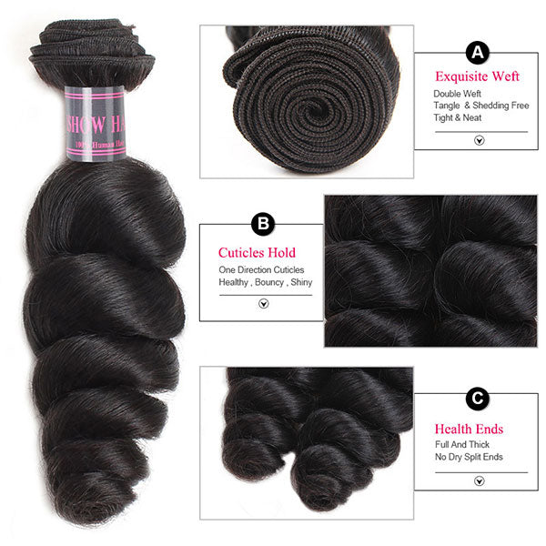 Ishow Hair Loose Wave Virgin Human Hair Weaves 2 Bundles