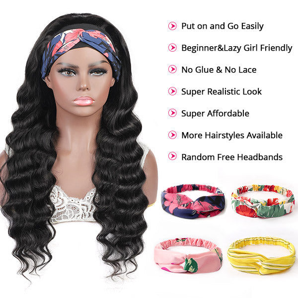 Loose Deep Wave Headband Wigs Human Hair Wigs Easy to Wear