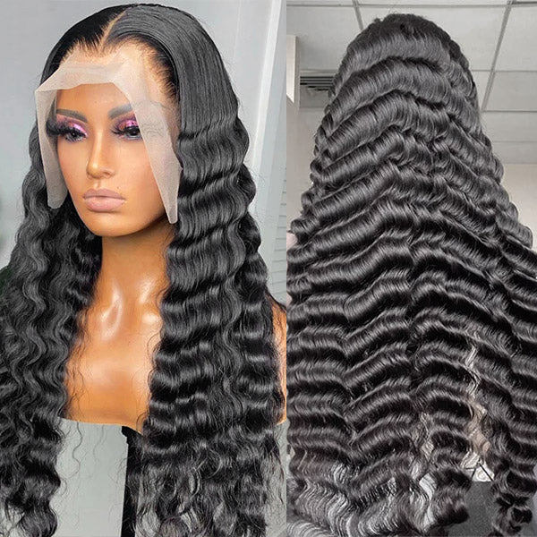 13x6 Loose Deep Wave HD Human Hair Lace Front Wigs With Baby Hair 180% Density Pre Plucked HD Lace Wigs