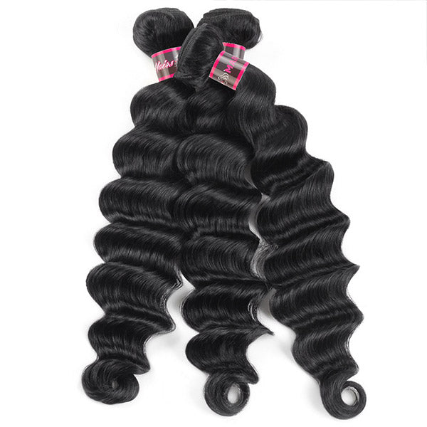 8A Brazilian Virgin Hair Loose Deep Wave Bundles 3 Bundles With HD Transparent Lace Frontal