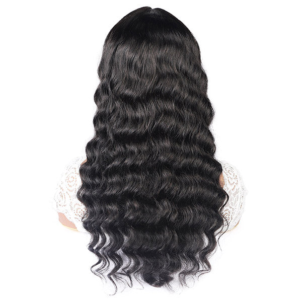 Loose Deep Virgin Human Hair Wigs, No Lace Wigs With Bangs