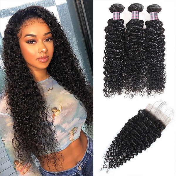 8A Ishow Curly Hair Buy 3 Bundles Get 1 FREE Closure