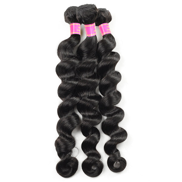 Meetu 8A Peruvian Virgin Loose Deep Wave 3 Bundles With 4*4 Lace Closure Human Hair Deals