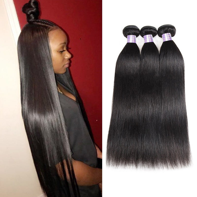 Allove 8A Brazilian Virgin Straight Hair 3 Bundles 100% Human Hair