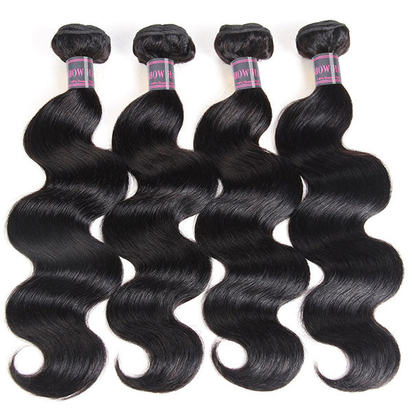 Ishow Brazilian Body Wave Virgin Human Hair 4 Bundles With 4x4 Lace Closure