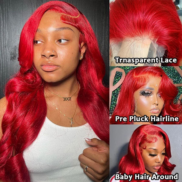 Red Lace Front Wig 13x4 Body Wave Human Hair Wigs Colored Lace Wigs 30 Inch