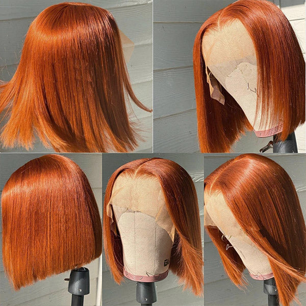 Ginger Bob Wig Straight Lace Front Wigs Affordable Human Hair Wigs 4x4 Closure Wigs