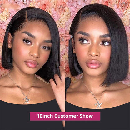 Bob Straight Wig 13x2 Frontal Wig HD Short Human Hair Lace Wigs