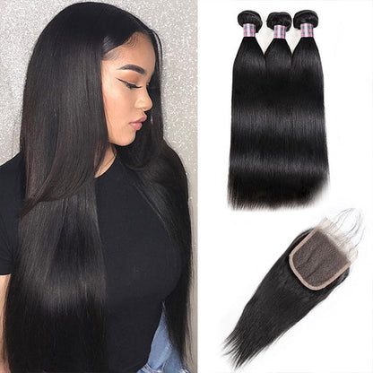 8A Ishow Straight Hair Buy 3 Bundles Get 1 FREE Closure