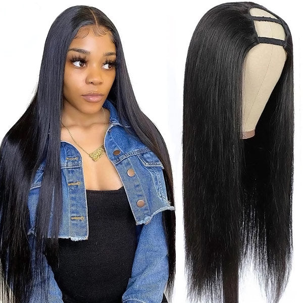 Straight Virgin Hair Wigs U Part Wig 100% Human Hair Wigs 2*4 No Lace Wig