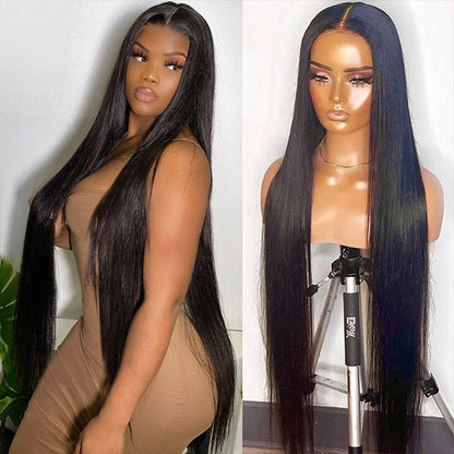 Long 40 Inch Lace Closure Straight Human Hair Wigs 4x4 HD Glueless Lace Wigs