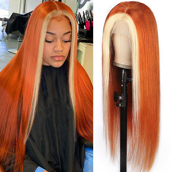 Orange Blonde Wigs 13x4 HD Lace Front Wigs Virgin Straight Human Hair Wigs