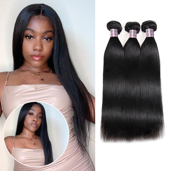 Hairsmarket Brazilian Straight Hair 3 Bundles Straight Human Hair Weav