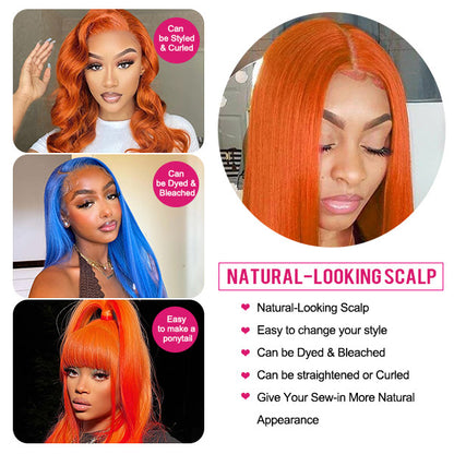 Orange Ginger Wig Straight Hair HD Lace Wigs 13x6 Lace Wig T Part Lace Wigs