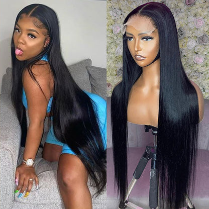 Straight Human Hair Wig 4x4 Lace Closure Wig HD Transparent Lace Wigs