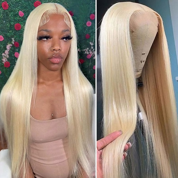 Honey Blonde Wig Straight Hair Lace Wig 613 Blonde Lace Part Wig Glueless Human Hair Wig