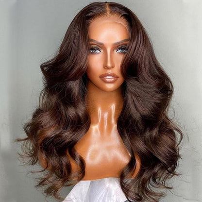 Brown Body Wave Wigs HD Middle Part 